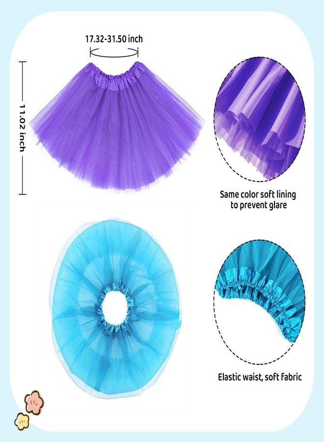 Zando 2 Pack Light Blue Tutu Girls Blue Tutu for Toddler Girls Kids 4 Layers 2-8 Years Halloween Princess Puffy Tulle Elastic Waist Dance Skirt Birthday Party Affordable Soft - Image 2